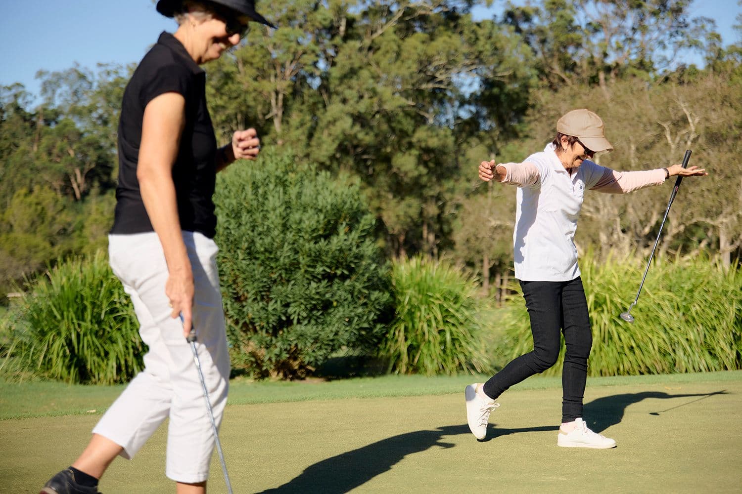 Account switching article image. Women golfing