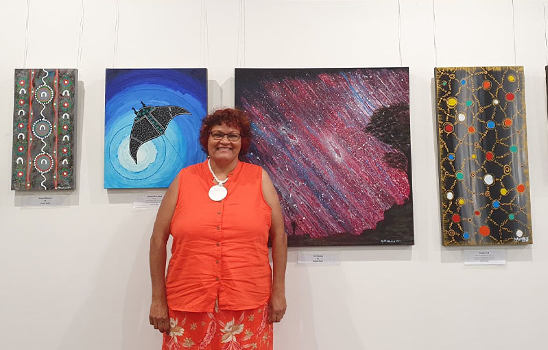 Verqelle Fisher exhibits her indigenous and contemporary art